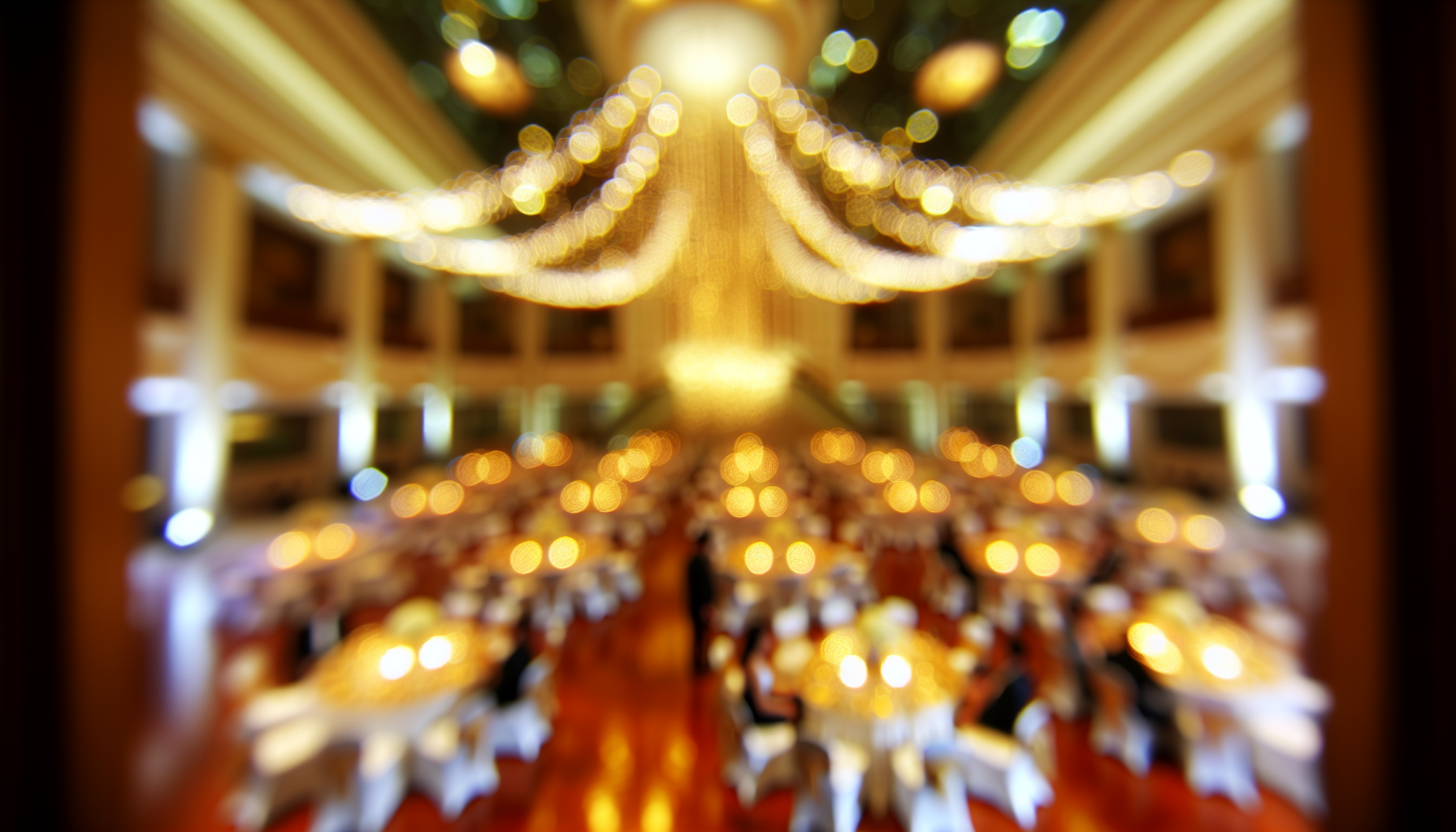 Elegant wedding reception venue with decorated tables