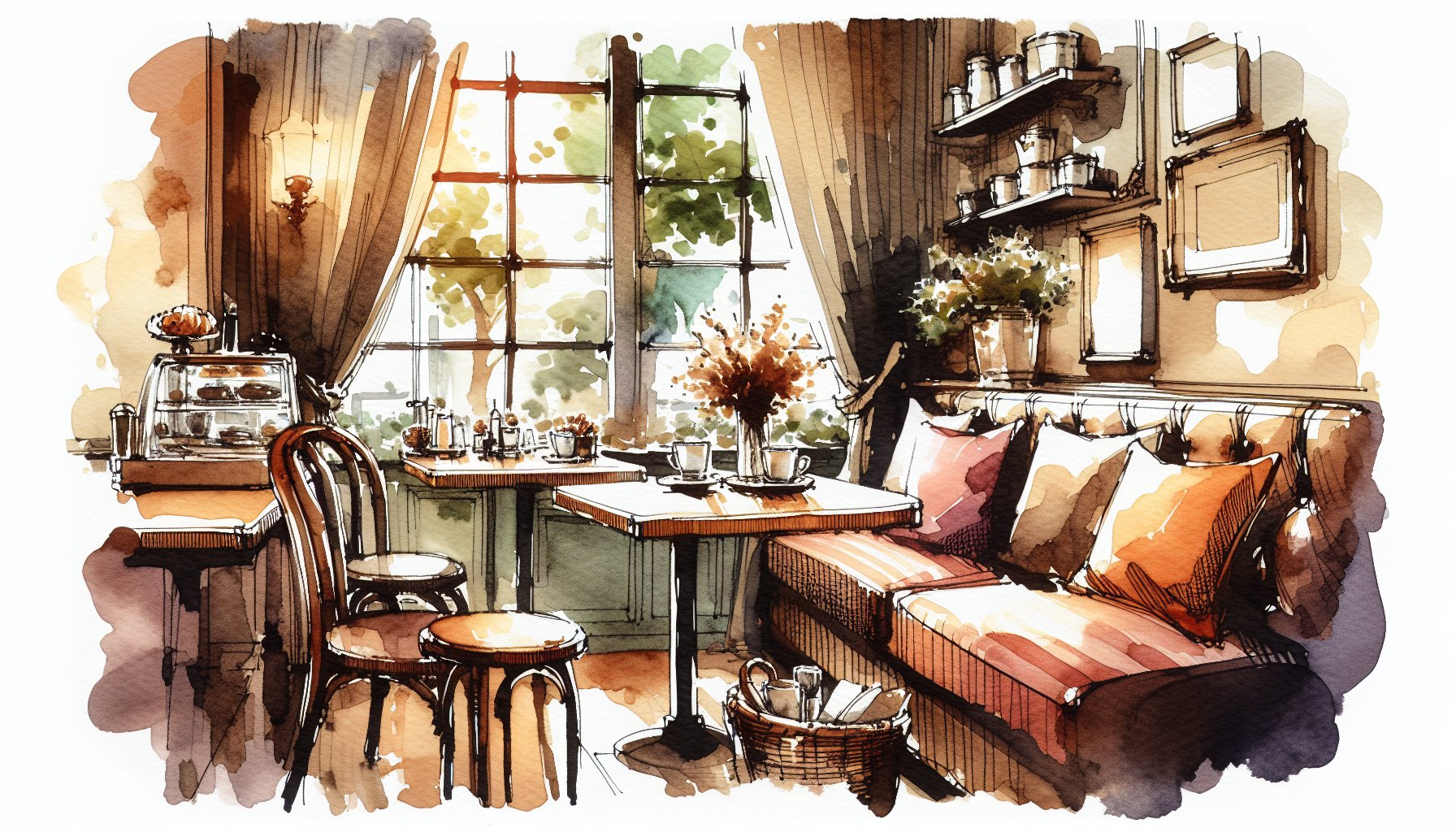 Where we met - Coffee shop illustration
