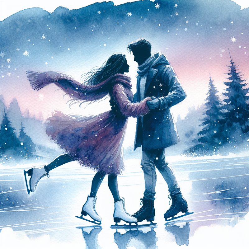 Watercolor - Ice skating